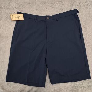 NWT Haggar Men's‎ Cool 18 Shorts Size 38 Blue Flat Front Comfort Waist